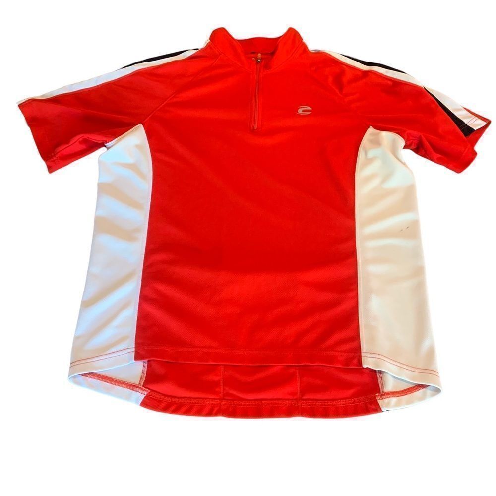 Cannondale Biker Cycling Jersey 1/4 Zip Large Red White Black Short Sleeve